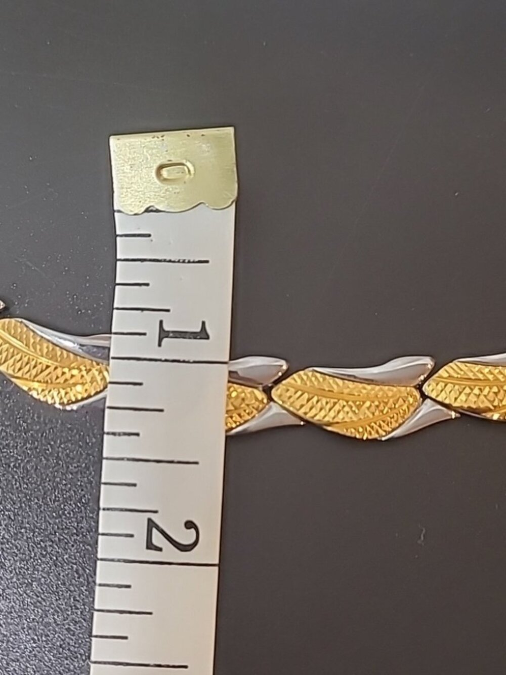 Vintage Two-Tone Stainless Steel 16" Leaf Link Collar Choker Necklace - Excellen - Picture 16 of 16
